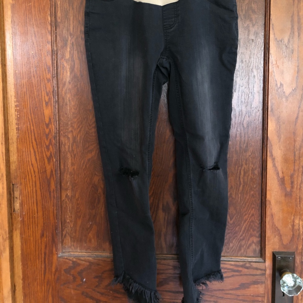 Black Maternity Jeans with Raw Hem